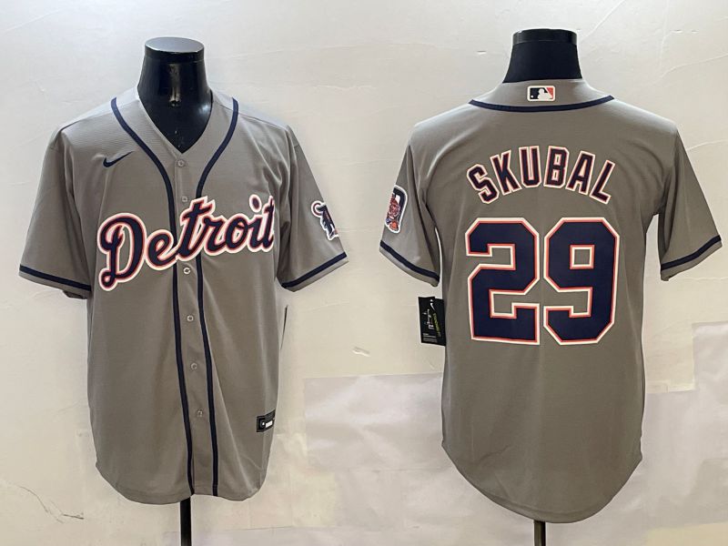 Men Detroit Tigers #29 Skubal Grey Game 2025 Nike MLB Jersey style 3121->detroit tigers->MLB Jersey
